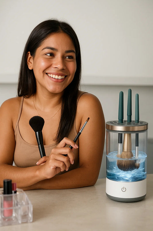 GlowBrush™ | Limpiador electrico de brochas de maquillaje